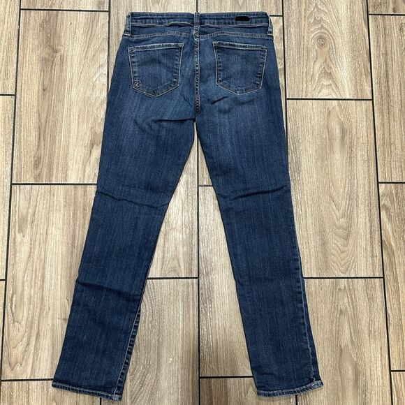 Kut From The Kloth Womens Jeans 6 Blue Distressed Straight Mid Rise Dark Wash - Picture 3 of 11